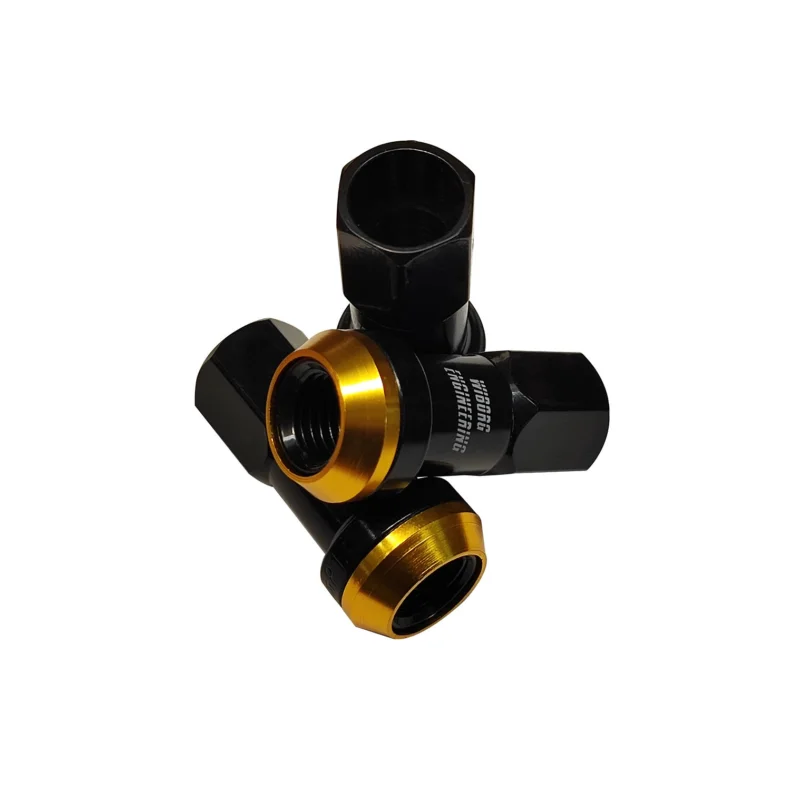 I lager Wiborg hjulmuttrar M12x1.25mm – Black/Gold 20x